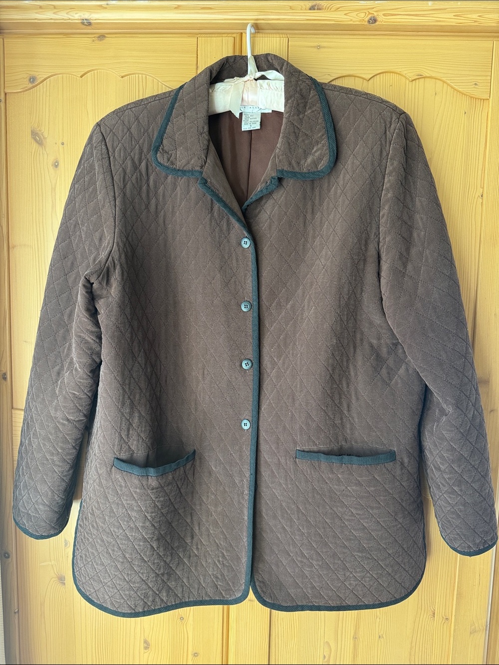 Vintage Diane Von Furstenberg Brown Quilted Utility Jacket with Dark Trim